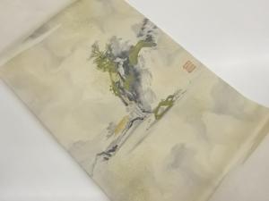 作家物　抽象風景模様織り出し名古屋帯